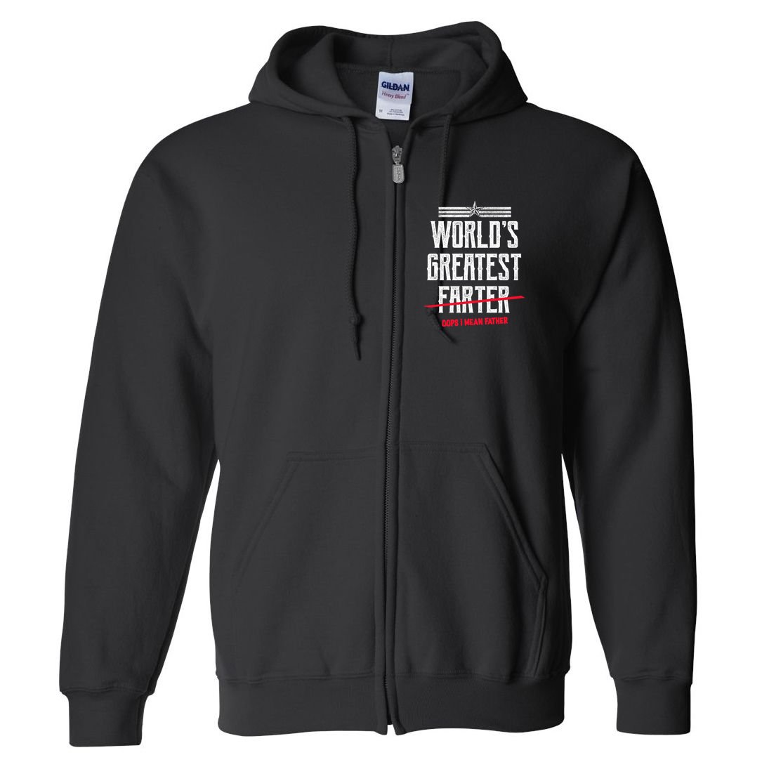 World's Greatest Farter Oops I Mean Father Full Zip Hoodie