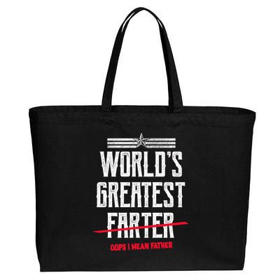 World's Greatest Farter Oops I Mean Father Cotton Canvas Jumbo Tote