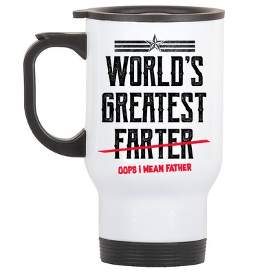 World's Greatest Farter Oops I Mean Father Stainless Steel Travel Mug