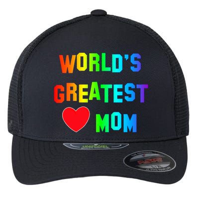 World's Greatest Mom Rainbow Flexfit Unipanel Trucker Cap