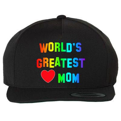 World's Greatest Mom Rainbow Wool Snapback Cap