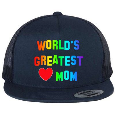 World's Greatest Mom Rainbow Flat Bill Trucker Hat