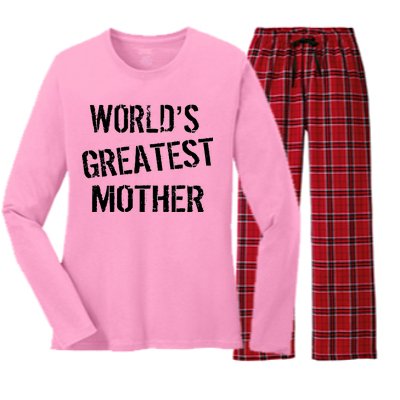 World's Greatest Mother Women's Long Sleeve Flannel Pajama Set 