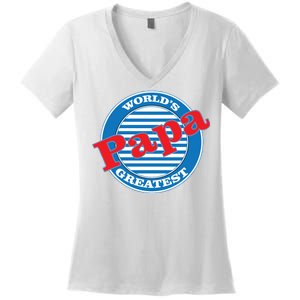 World's Greatest Papa Women's V-Neck T-Shirt