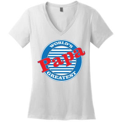 World's Greatest Papa Women's V-Neck T-Shirt