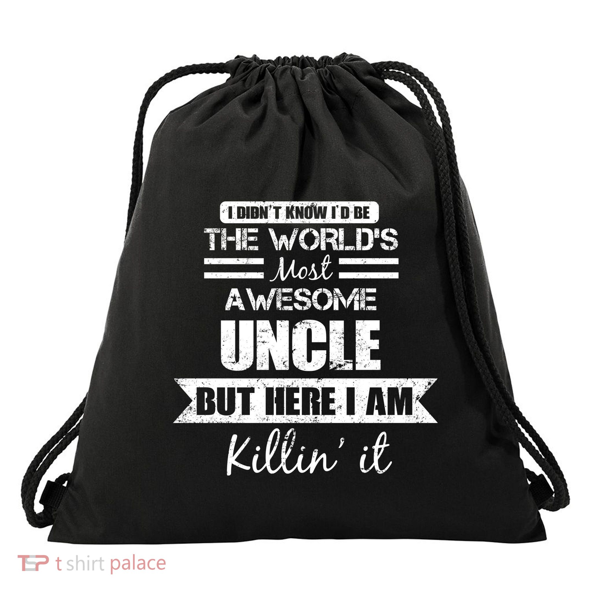 World's Most Awesome Uncle Drawstring Bag