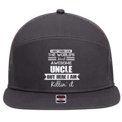 World's Most Awesome Uncle 7 Panel Mesh Trucker Snapback Hat