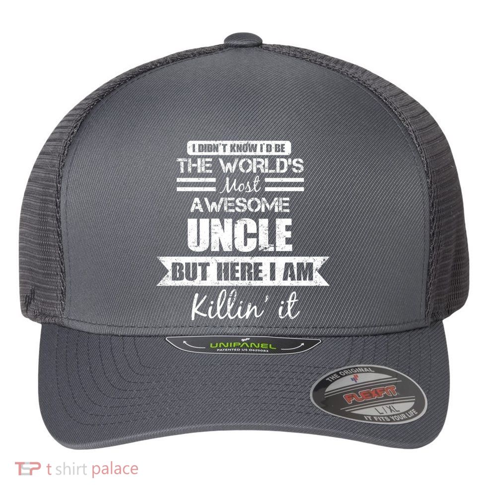 World's Most Awesome Uncle Flexfit Unipanel Trucker Cap