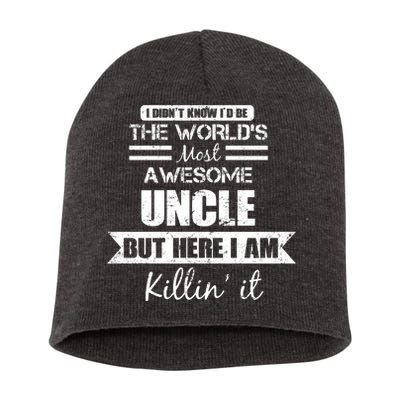 World's Most Awesome Uncle Short Acrylic Beanie