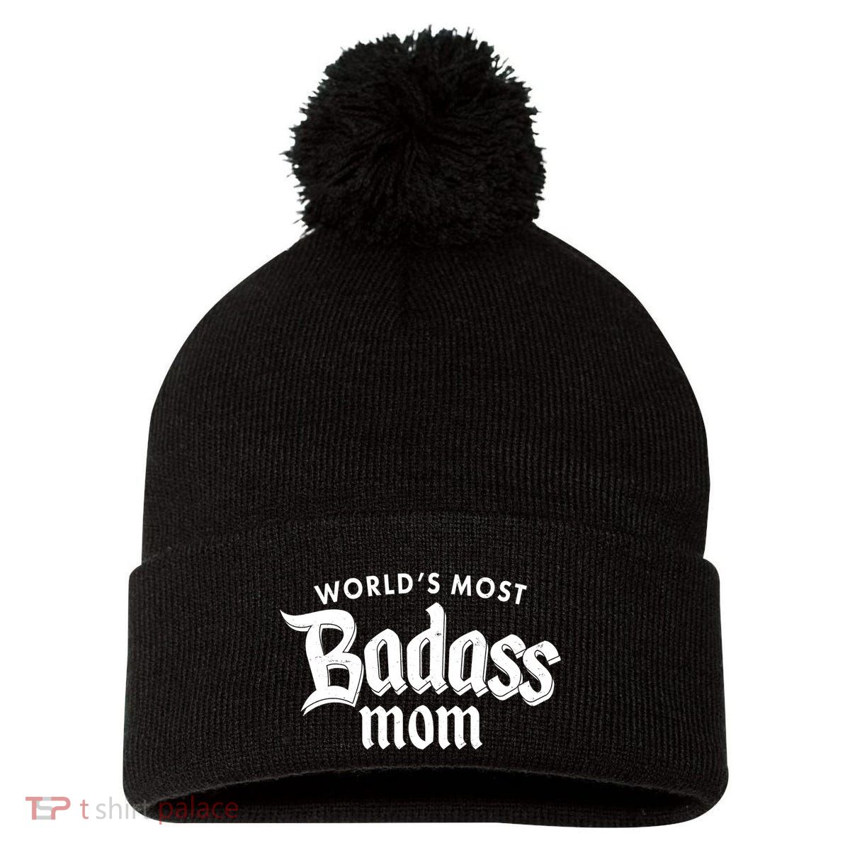 World's Most Badass Mom Pom Pom 12in Knit Beanie