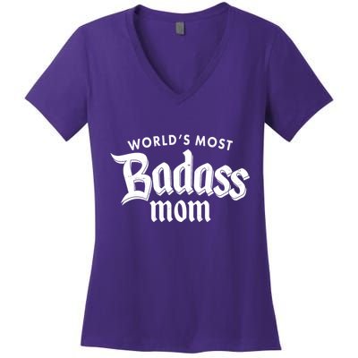 World's Most Badass Mom Women's V-Neck T-Shirt
