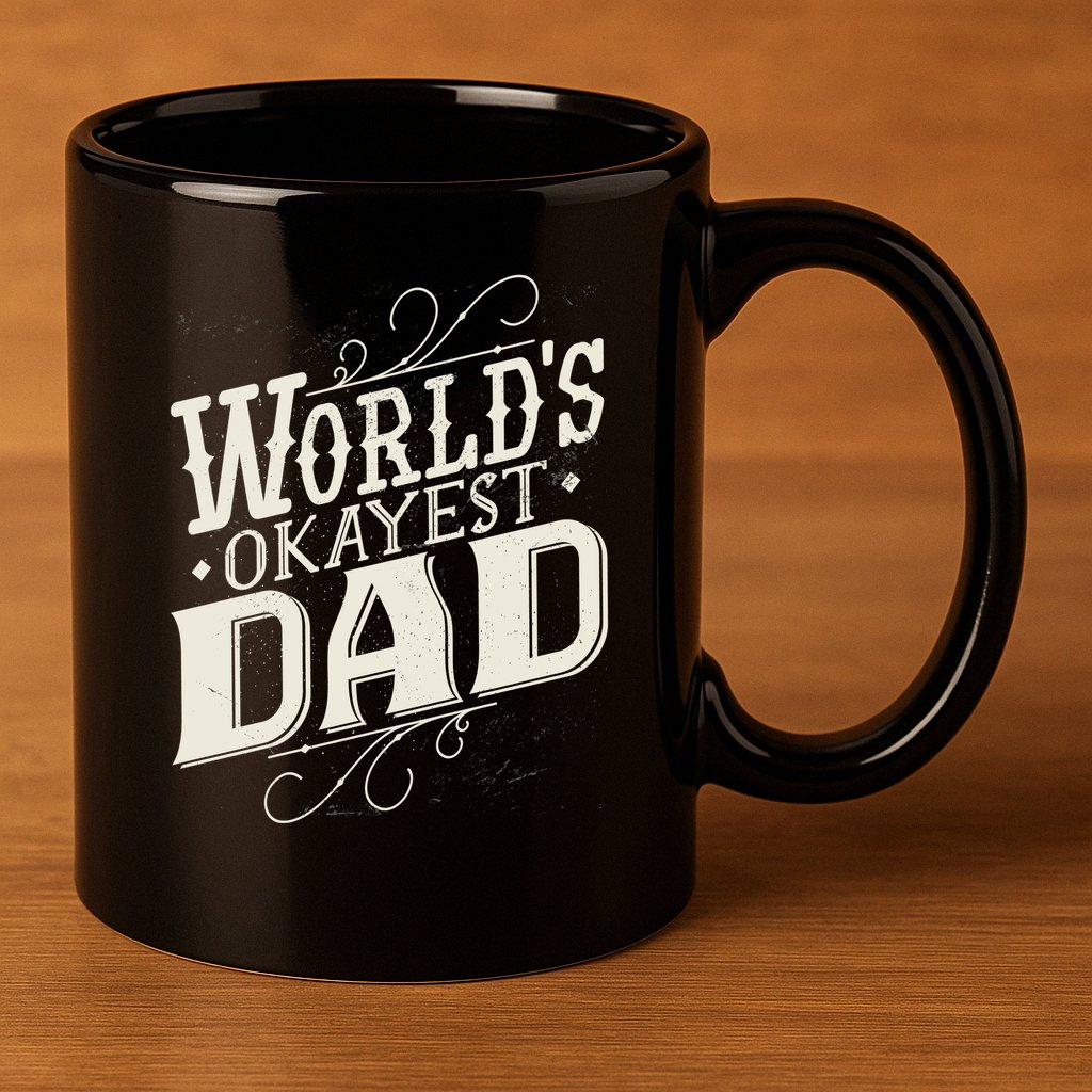 World's Okayest Dad 11oz C Handle Ceramic Mug
