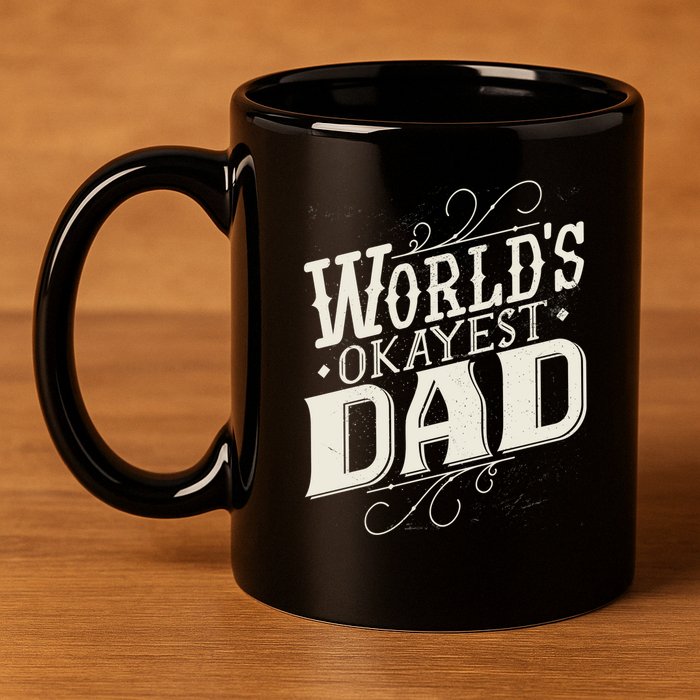 World's Okayest Dad 11oz C Handle Ceramic Mug