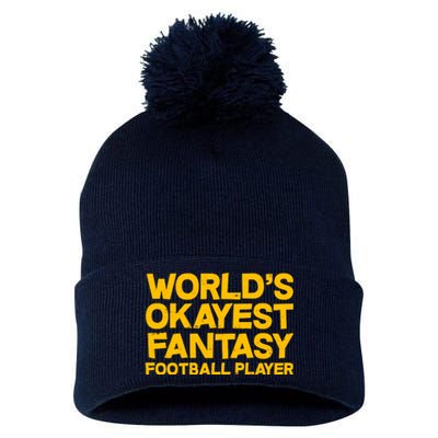 World's Okayest Fantasy Football Player Pom Pom 12in Knit Beanie