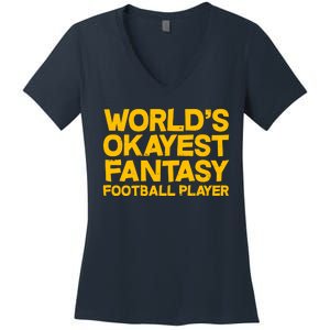 World's Okayest Fantasy Football Player Women's V-Neck T-Shirt