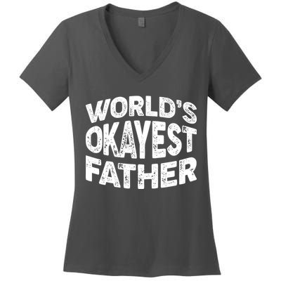 World's Okayest Father Women's V-Neck T-Shirt