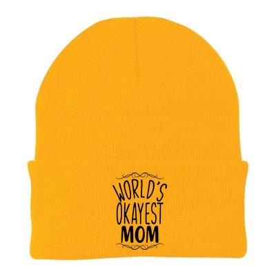 World's Okayest Mom Knit Cap Winter Beanie