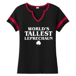 World's Tallest Leprechaun Clover Funny St. Patrick's Day Ladies Halftime Notch Neck Tee