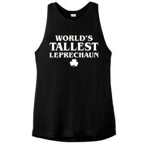 World's Tallest Leprechaun Clover Funny St. Patrick's Day Ladies PosiCharge Tri-Blend Wicking Tank