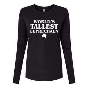 World's Tallest Leprechaun Clover Funny St. Patrick's Day Womens Cotton Relaxed Long Sleeve T-Shirt