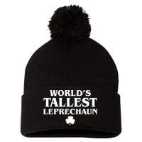 World's Tallest Leprechaun Clover Funny St. Patrick's Day Pom Pom 12in Knit Beanie