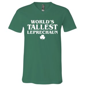 World's Tallest Leprechaun Clover Funny St. Patrick's Day V-Neck T-Shirt