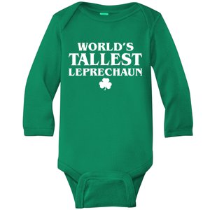 World's Tallest Leprechaun Clover Funny St. Patrick's Day Baby Long Sleeve Bodysuit