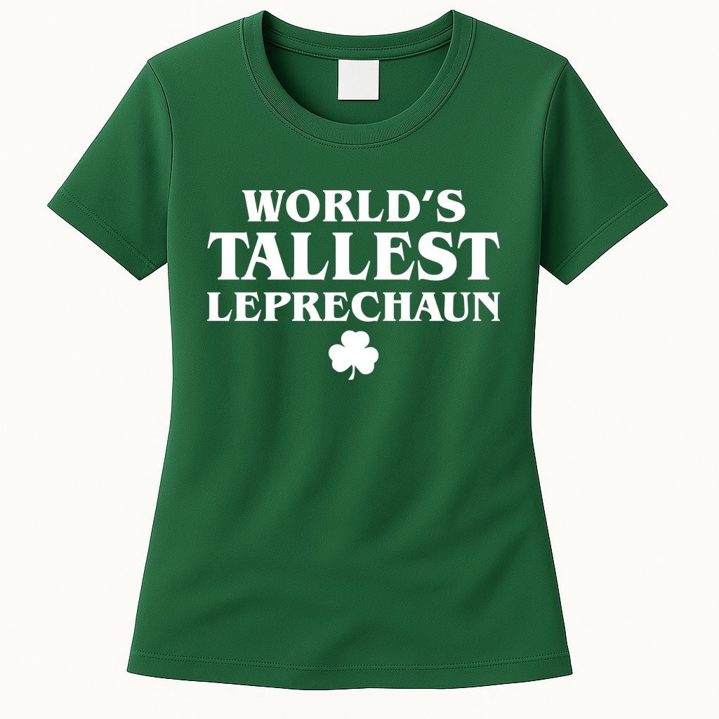 World's Tallest Leprechaun Clover Funny St. Patrick's Day Womens T-Shirt