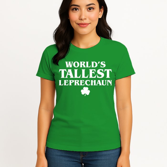 World's Tallest Leprechaun Clover Funny St. Patrick's Day Womens T-Shirt