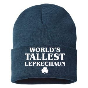 World's Tallest Leprechaun Clover Funny St. Patrick's Day Sustainable Knit Beanie