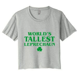 World's Tallest Leprechaun Clover Funny St. Patrick's Day Women's Crop Top Tee