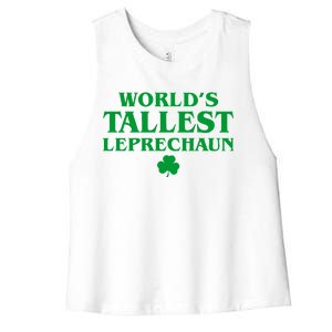 World's Tallest Leprechaun Clover Funny St. Patrick's Day Women's Racerback Cropped Tank