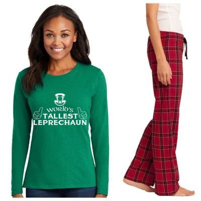 World's Tallest Leprechaun Funny Women's Long Sleeve Flannel Pajama Set 