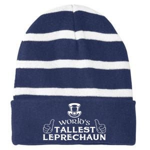 World's Tallest Leprechaun Funny Striped Beanie with Solid Band