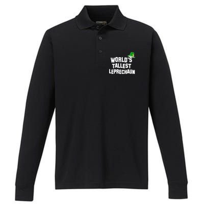 World's Tallest Leprechaun Funny St Patricks Day Performance Long Sleeve Polo