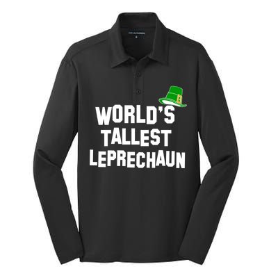 World's Tallest Leprechaun Funny St Patricks Day Silk Touch Performance Long Sleeve Polo