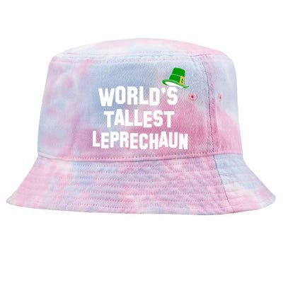 World's Tallest Leprechaun Funny St Patricks Day Tie-Dyed Bucket Hat