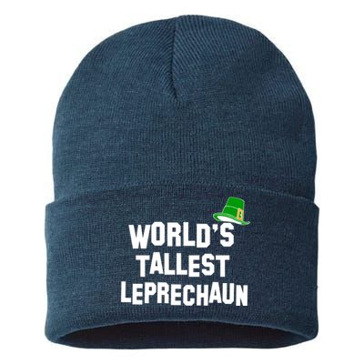 World's Tallest Leprechaun Funny St Patricks Day Sustainable Knit Beanie