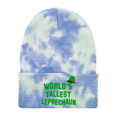 World's Tallest Leprechaun Funny St Patricks Day Tie Dye 12in Knit Beanie