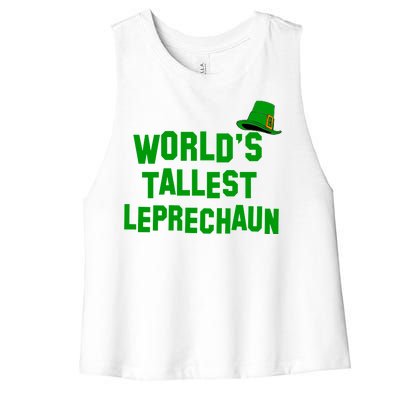 World's Tallest Leprechaun Funny St Patricks Day Women's Racerback Cropped Tank