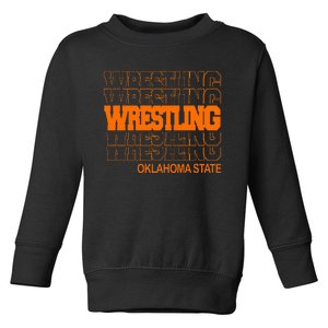 Wrestling O.K.L.A.H.O.M.A State In Modern Stacked Lettering Toddler Sweatshirt