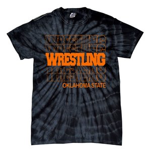 Wrestling O.K.L.A.H.O.M.A State In Modern Stacked Lettering Tie-Dye T-Shirt