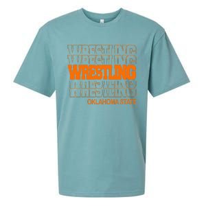 Wrestling O.K.L.A.H.O.M.A State In Modern Stacked Lettering Sueded Cloud Jersey T-Shirt