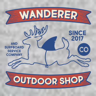 Wanderer Outdoor Shop Est 2017 Deer Shark Logo T-Shirt