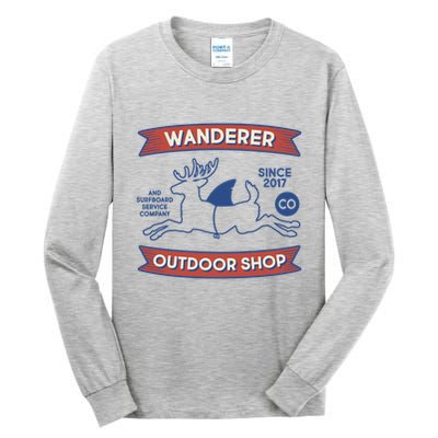 Wanderer Outdoor Shop Est 2017 Deer Shark Logo Tall Long Sleeve T-Shirt