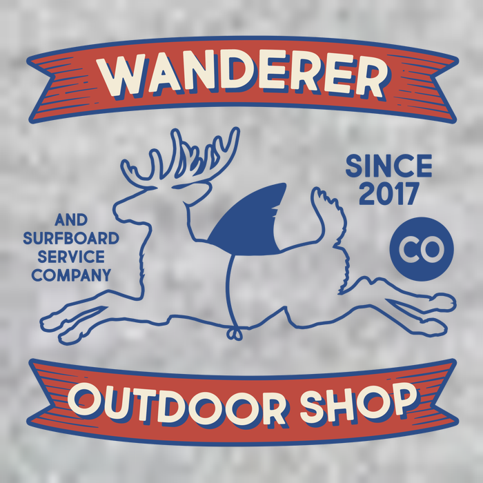 Wanderer Outdoor Shop Est 2017 Deer Shark Logo Premium T-Shirt