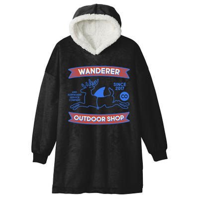 Wanderer Outdoor Shop Est 2017 Deer Shark Logo Hooded Wearable Blanket