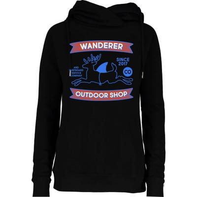 Wanderer Outdoor Shop Est 2017 Deer Shark Logo Womens Funnel Neck Pullover Hood