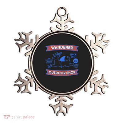 Wanderer Outdoor Shop Est 2017 Deer Shark Logo Metallic Star Ornament