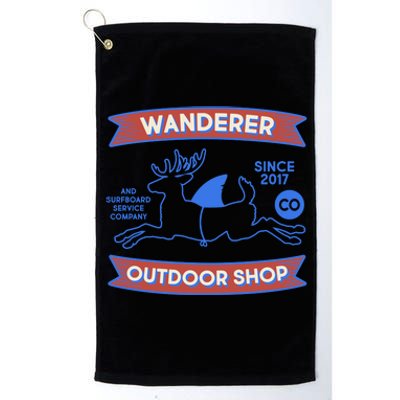 Wanderer Outdoor Shop Est 2017 Deer Shark Logo Platinum Collection Golf Towel